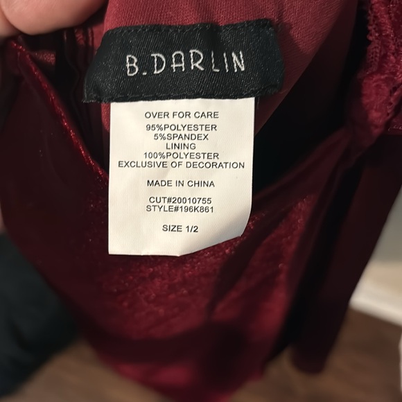 B. DARLIN EXCLUSIVE VELOUR MERLOT FORMAL DRESS - Picture 7 of 8